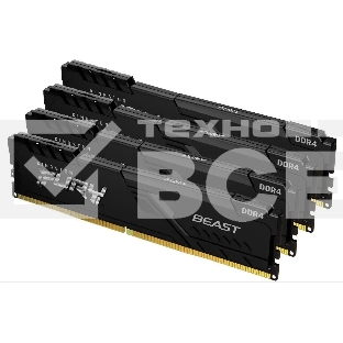 Оперативная память Kingston Fury Beast, DDR4, 128GB (4x32 GB), 3600 MHz, CL18, DIMM, с радиатором, чёрный