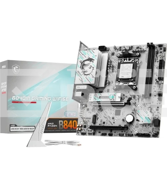 Материнская плата MSI B840M GAMING PLUS WIFI6E, AM5, AMD B840, 4xDDR5, 4xSATA, 2xM.2, 1xPCIe 4.0 x16, 1xPCIe 3.0 x4, 1xHDMI (v2.1), 1xUSB-C 10Gbps, 1xUSB-A 10Gbps, 2xUSB-A 5Gbps, 4xUSB-A 2.0, 1x2.5Gb LAN, Wi-Fi 6E, Bluetooth 5.3, 2x3.5 мм, 7.1, mATX