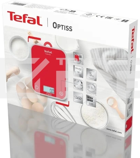 Весы кухонные Tefal Optiss BC50U3V0 5 кг, малиновый