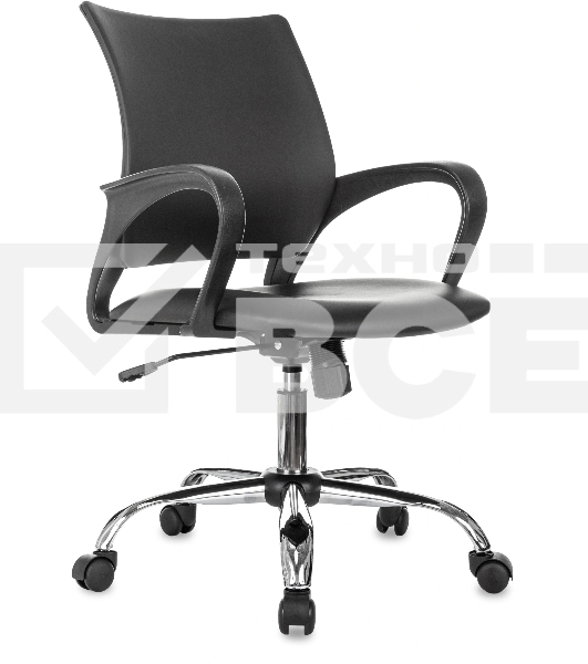 Кресло компьютерное Бюрократ CH-695NSL черный, экокожа, крестов. металл хром