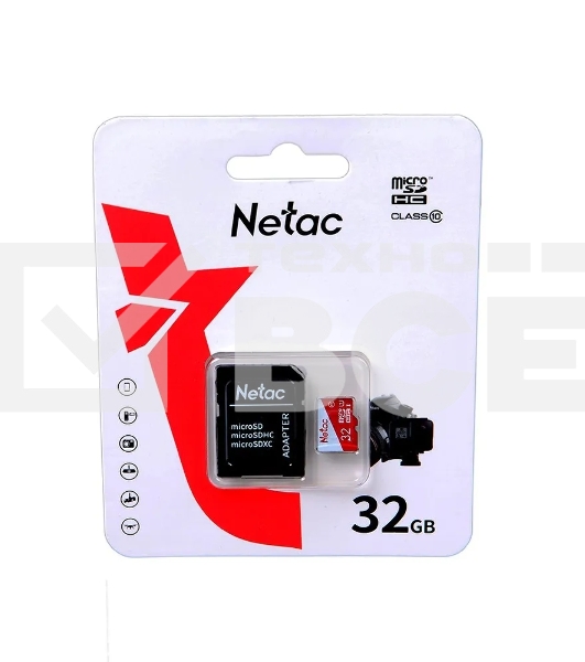 Карта памяти Netac P500 ECO 32GB MicroSDHC C10 up to 80MB/s, retail pack with SD Adapter