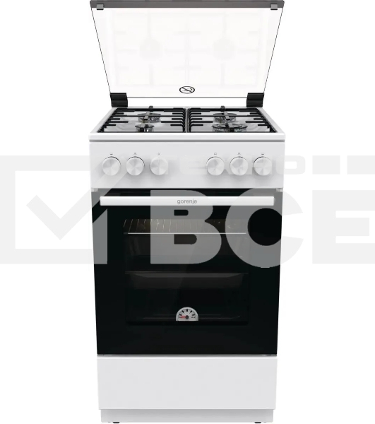 Плита газовая Gorenje GG5A10WH белый, конфорок 4 газовых, духовка 70 л, 50 см x 85 см x 59.4 см