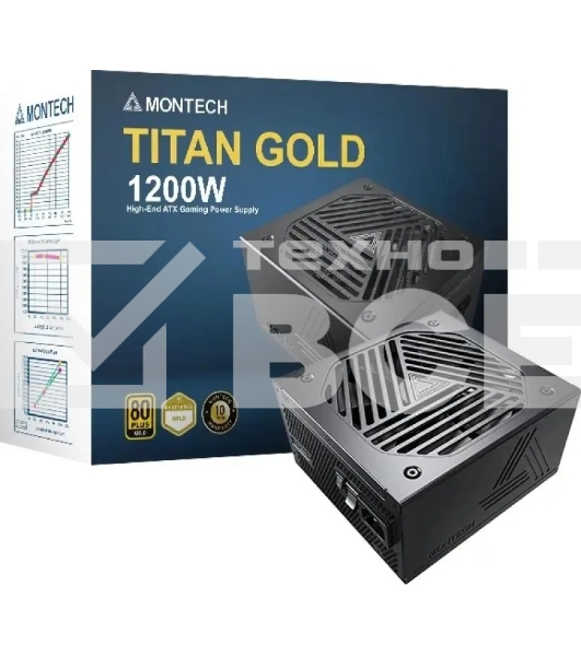 Блок питания Montech ATX 1200W TITAN GOLD Gen.5, 1200 Вт, 80 PLUS GOLD, 135 мм, модульный, чёрный