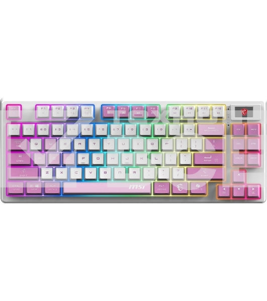 Клавиатура проводная+беспроводная MSI Forge GK600, USB, белый фиолетовый