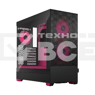 Компьютерный корпус без блока питания Fractal Design Pop Air RGb Magenta Core TG Clear Tint, Midi-Tower, 3x120мм RGb, 2xUSB-A 3.2 ATX, mATX, mITX черный/магента