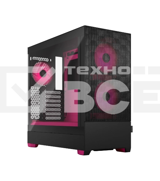 Компьютерный корпус без блока питания Fractal Design Pop Air RGb Magenta Core TG Clear Tint, Midi-Tower, 3x120мм RGb, 2xUSB-A 3.2 ATX, mATX, mITX черный/магента
