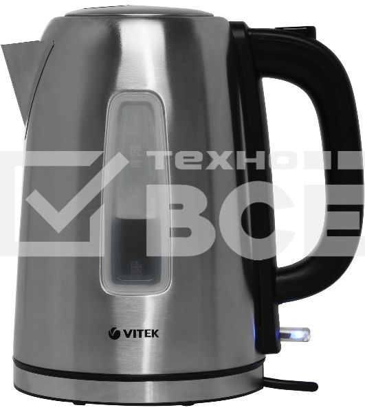 Чайник электрический Vitek VT-1137 1.7л. 2200Вт серебристый матовый корпус: металл