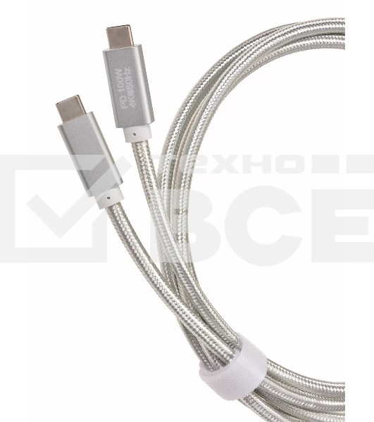 Кабель USB 3.1 Type Cm -- Cm IC 5А 10Gbs длина 1M, Telecom <TC420S> серебряный