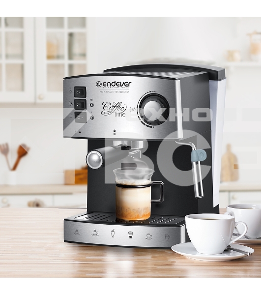 Кофеварка рожковая Endever Costa-1060 черный/стальной, исп. кофе - молотый, 1.6 л, 1000 Вт, 20 бар