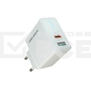 Сетевое зарядное устройство MORE CHOICE NC61 СЗУ 1USB+1USB-C 3.0A PD 20W+QC3.0 быстрая зарядка белый