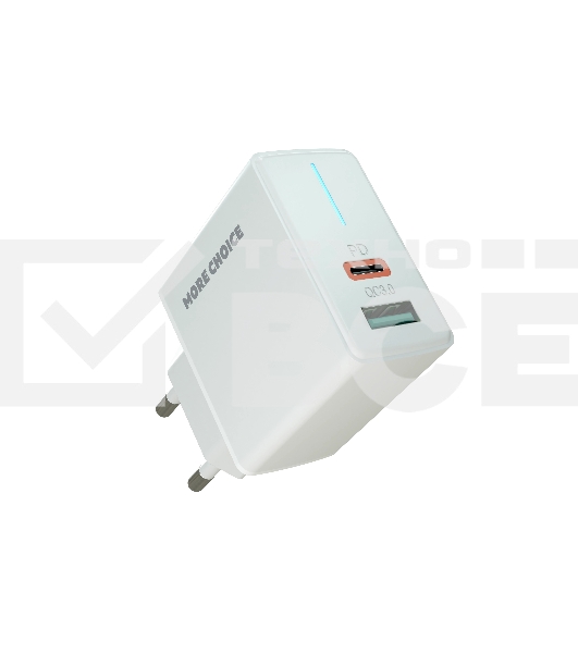 Сетевое зарядное устройство MORE CHOICE NC61 СЗУ 1USB+1USB-C 3.0A PD 20W+QC3.0 быстрая зарядка белый