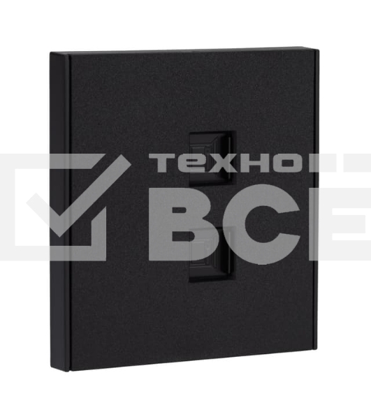 Розетка Kranz STRONG компьютерная двойная RJ45+RJ45 кат6 с/у антрацит