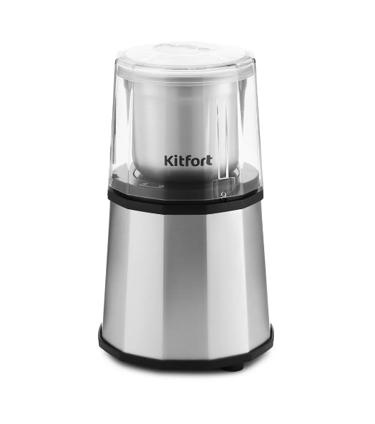 Кофемолка Kitfort КТ-746 200Вт сист.помол.:ротац.нож вместим.:200гр нержавеющая сталь/черный
