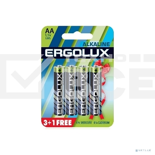 Батарейка Ergolux Alkaline LR6 BL 3+1 (FREE) (LR6 BL3+1, 1.5В) (4 шт. в уп-ке)