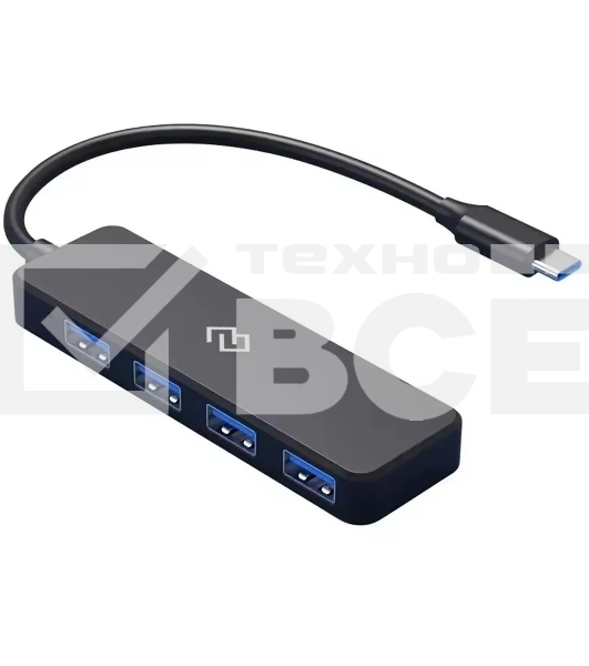Разветвитель USB-C Digma DHUB-4USB-C-2.0 4порт. черный