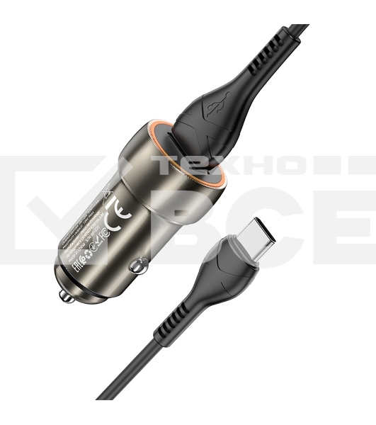 Автомобильная зарядка HOCO Z46 Blue shield, 1xUSB, 18W, серый металлик