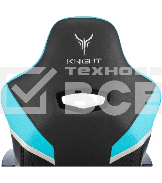 Кресло игровое Knight Thunder 5X черный/голубой эко.кожа крестов. металл