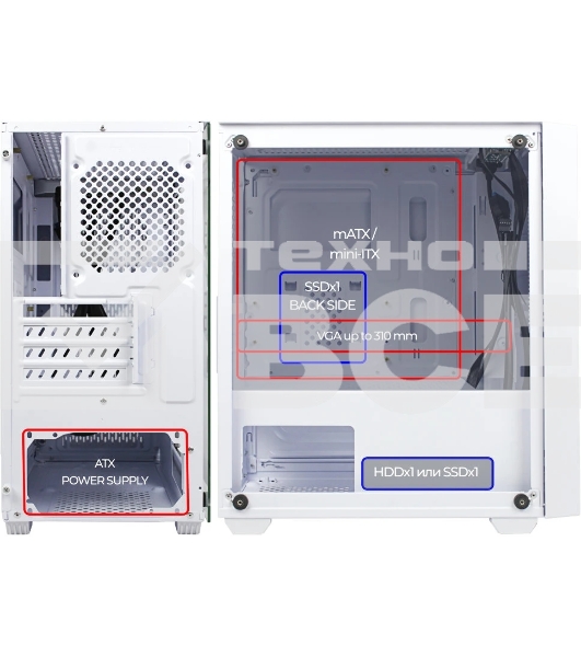 Компьютерный корпус Ginzzu CL560 белый mATX