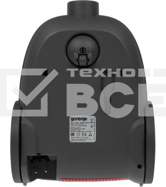 Пылесос Gorenje VC1901GACRCY черный/красный, 280/1900 Вт, уборка сухая, пылесборник контейнер 2.2 л