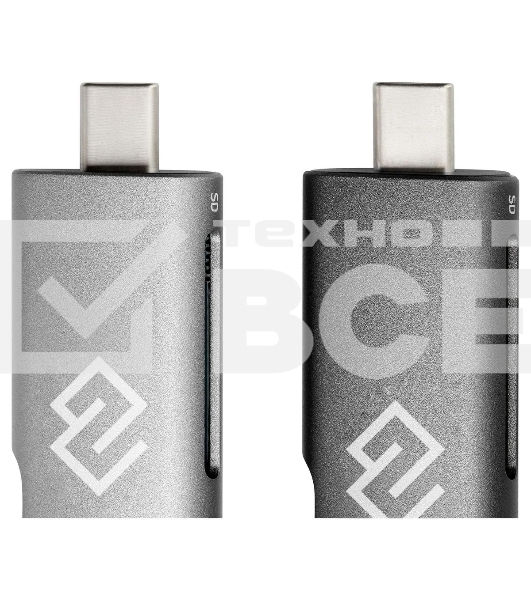 Кард-ридер Digma CR-СU2520-G/серый/SD/TF/micro-SD/micro-SDXC/miсro-SDHC/USB 2.0/Type-C/алюминий