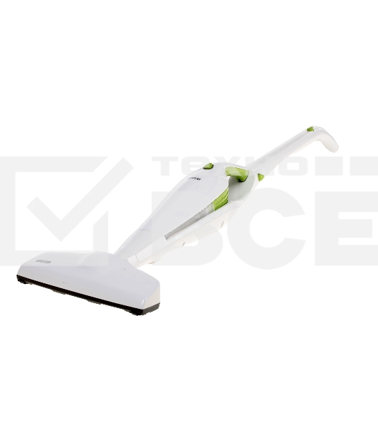 Пылесос вертикальный Mystery MVC-1118 белый/зеленый, питание от аккумулятора, 300 Вт, уборка сухая, пылесборник 0.5 л, работа от АКБ max 30 мин