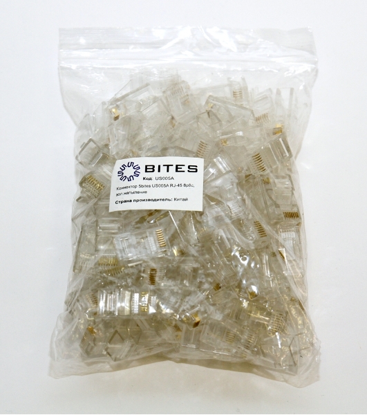 Коннектор LAN RJ-45 (8P8C), категория 5E. В упаковке 100 шт.