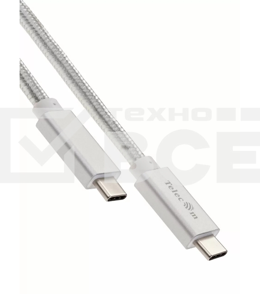 Кабель USB 3.1 Type Cm -- Cm IC 5А 10Gbs длина 1M, Telecom <TC420S> серебряный