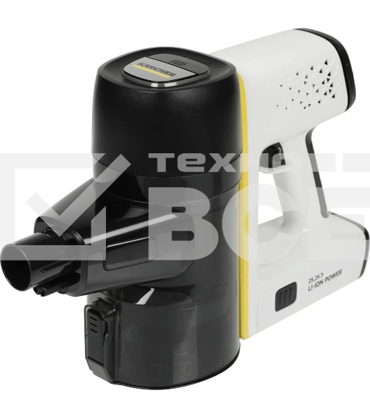 Пылесос вертикальный/ручной Karcher VC 6 Cordless ourFamily Car черный/белый, питание от аккумулятора, 250 Вт, уборка сухая, пылесборник 0.8 л, работа от АКБ max 50 мин
