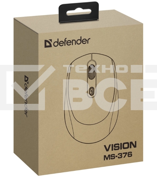 Мышь беспроводная Defender Vision MS-376 черный, 1600 dpi, радиоканал, Bluetooth, USB, кнопки - 4