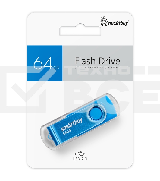 Флешка USB Smartbuy R/W (SB064 Gb2TWB) UFD 2.0 064 Gb,Twist синий