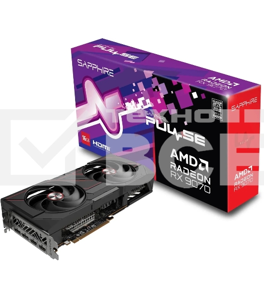 Видеокарта Sapphire PCI-E 5.0 11349-03-20G PULSE AMD RADEON RX 9070 GAMING 16Gb DUAL AMD Radeon RX 9070 16Gb 256bit GDDR6 2070/20000 HDMIx2 DPx2 HDCP Ret