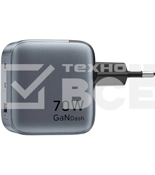 Сетевое зарядное устройство Vention на 3 порт USB С+C+A GaN 70W Серый