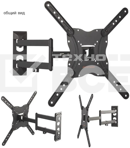 Кронштейн для телевизора Arm media LCD-404 new черный, 26'-55', max 30 кг, VESA 400x400 мм