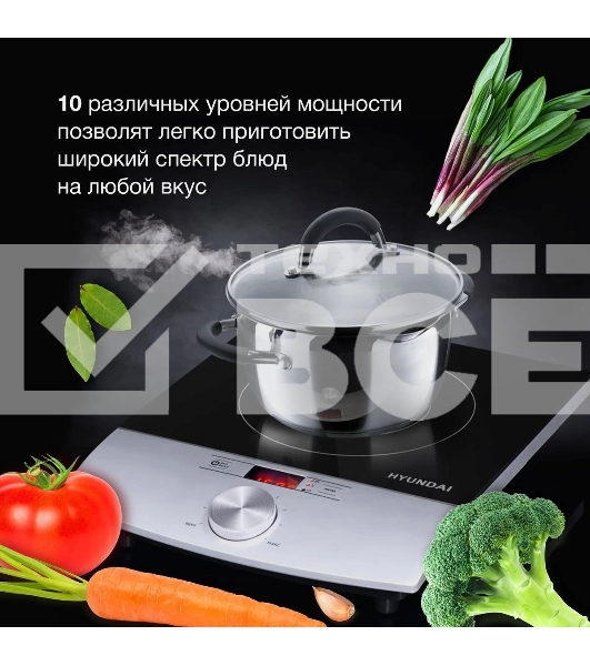Плита настольная электрическая Hyundai HYC-0102 серебристый/черный стеклокерамика