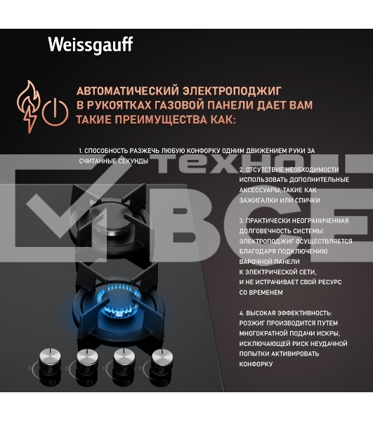 Газовая панель Weissgauff HG 640 BG