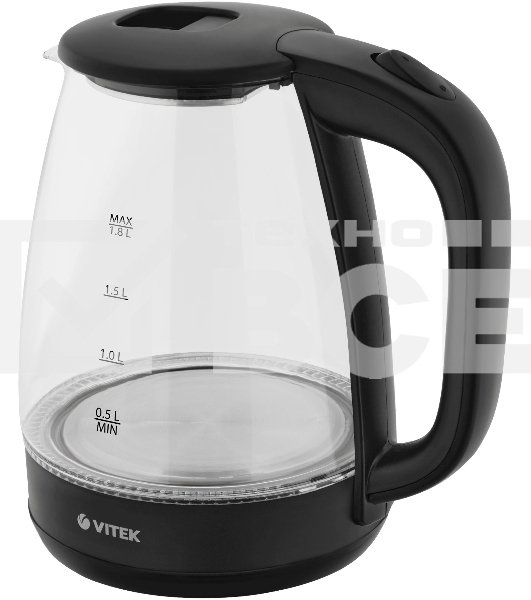 Чайник электрический Vitek VT-7004 1.8л. 1850Вт разноцветный корпус: стекло/пластик