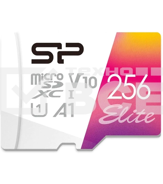 Флеш карта microSD 256Gb Silicon Power Elite A1 microSDXC Class 10 UHS-I U3 100 Mb/s (SD адаптер)