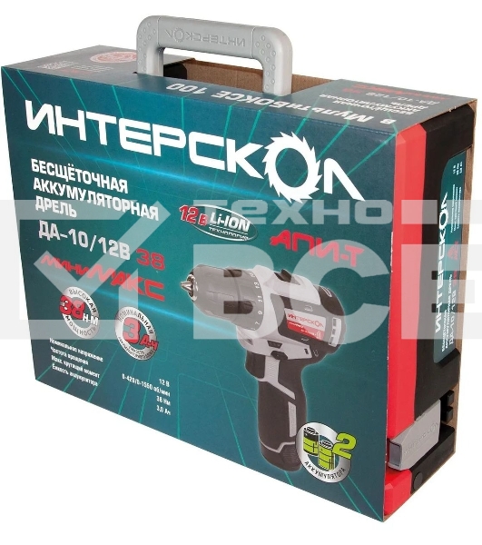 Дрель-шуруповерт аккумуляторная Интерскол ДА-10/12В 38 аккум. патрон:быстрозажимной (кейс в комплекте) (757.3.2.46)