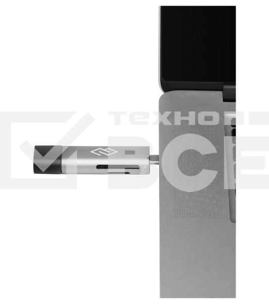 Кард-ридер Digma CR-СU2520-G/серый/SD/TF/micro-SD/micro-SDXC/miсro-SDHC/USB 2.0/Type-C/алюминий