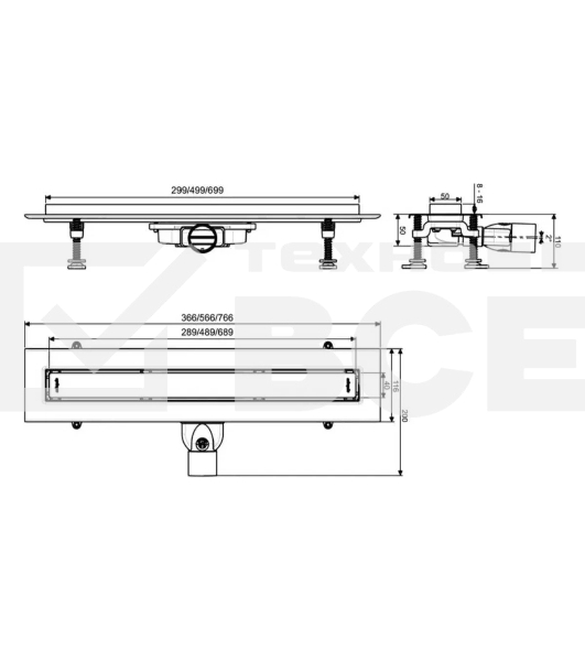 Трап линейный WIRQUIN VENISIO SLIM L700 мм сухой затвор