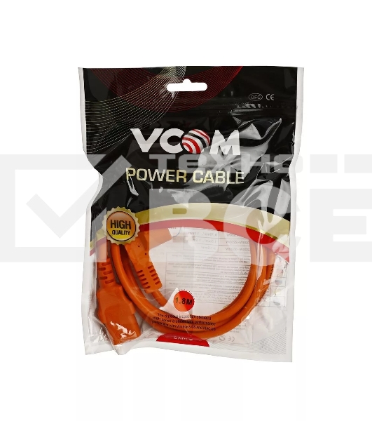 Кабель компьютер-розетка 220V (EURO) <VDE> 1,8м 3G0,75mm2 VCOM {CE021-O}, оранжевый