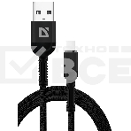 Кабель Defender F167, USB 2.0 (AM) - Type C, 1метр, 2.4А, нейлоновая оплетка, чёрный., фото3