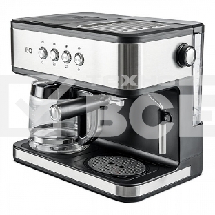 Кофеварка 2 в 1 BQ CM1005 сталь/черный, исп. кофе - молотый, 1.5 л, 1850 Вт, 15 Бар.