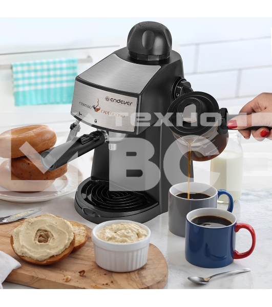 Кофеварка рожковая Endever Costa-1050 черный/стальной, исп. кофе - молотый, 0,2 л, 900 Вт, 5 бар