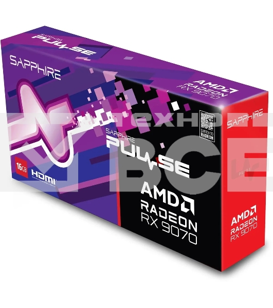 Видеокарта Sapphire PCI-E 5.0 11349-03-20G PULSE AMD RADEON RX 9070 GAMING 16Gb DUAL AMD Radeon RX 9070 16Gb 256bit GDDR6 2070/20000 HDMIx2 DPx2 HDCP Ret