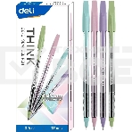 Набор ручек шариковых Deli Think EQ8-C ассорти/прозрачный, d=0.5мм, синие чернила (12шт), фото 1