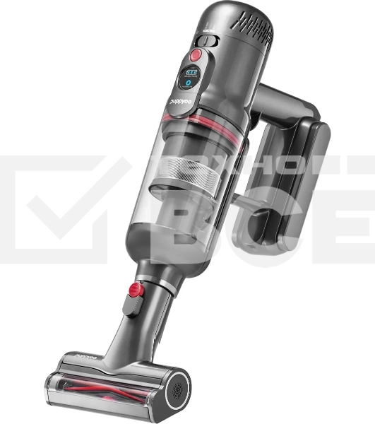 Пылесос вертикальный моющий Puppyoo T12 Plus Rinse серый, питание от аккумулятора, 185 Вт, уборка сухая/влажная, пылесборник 0.42 л