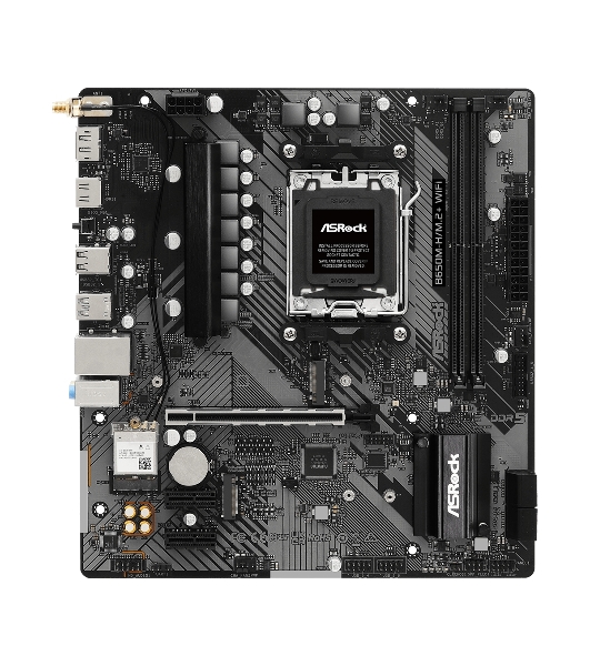 Материнская плата ASRock B650M-H/M.2+ WiFi, AM5, AMD B650, 2xDDR5, 4xSATA, 2xM.2, 1xPCIe 4.0 x16, 2xPCIe 4.0 x1, 1xHDMI, 1xDP, 1x1Gb LAN, Wi-Fi 5, Bluetooth 5.0, 1xUSB-C 5Gbps, 3xUSB-A 5Gbps, 2xUSB-A 2.0, 3x3.5 мм, 7.1, mATX