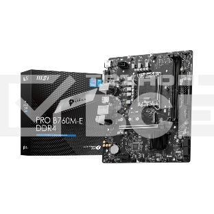 Материнская плата MSI PRO B760M-E DDR4, LGA 1700, Intel B760, 2xDDR4, 4xSATA, 1xM.2, 1xPCIe 4.0 x16, 1xPCIe 4.0 x1, 1xHDMI, 1xVGA, 1x1Gb LAN, 2xUSB-A 3.2 Gen 1, 4xUSB-A 2.0, 3x3.5 мм, 7.1, mATX