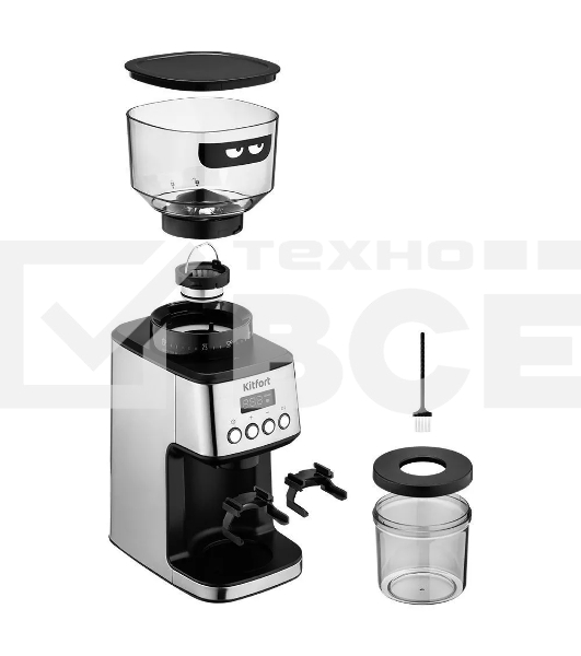 Кофемолка Kitfort КТ-790 180Вт сист.помол.:жернова вместим.:320гр нержавеющая сталь/черный